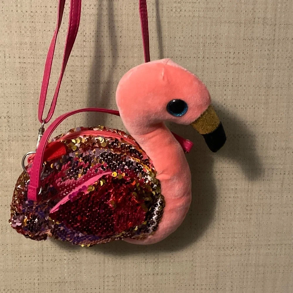 Ty Flamingo Plush Bag with Sequins